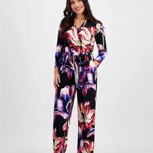 Floral Jumpsuit with Long Sleeves
